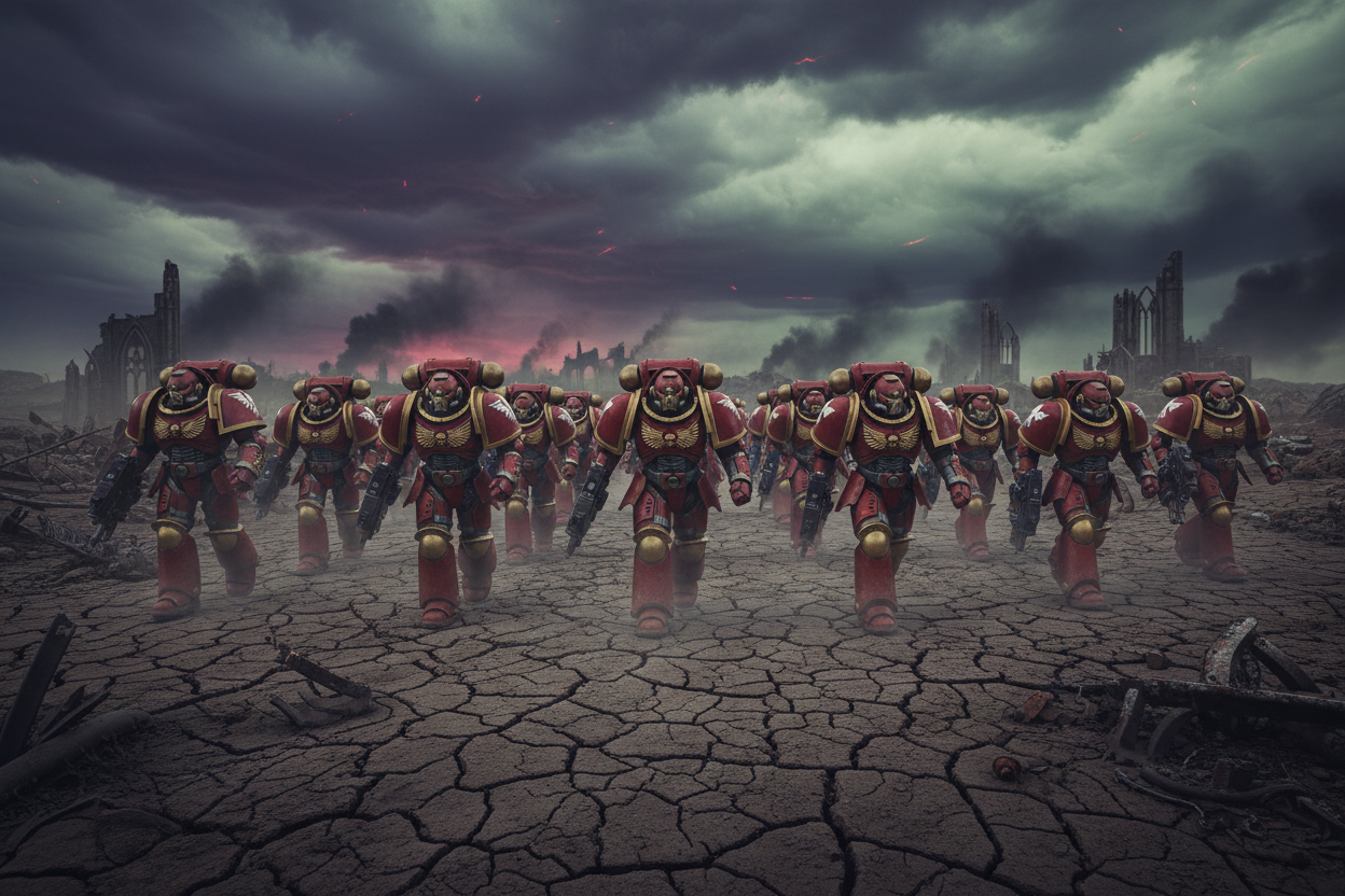 Space Marines Walking to Battlefield